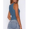 Zeagoo Women’s Double Lined Square Neck Tank Top Sleeveless Basic Crop Tops(Blue)