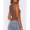Zeagoo Women’s Double Lined Square Neck Tank Top Sleeveless Basic Crop Tops(Brown)
