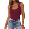 Zeagoo Women’s Double Lined Square Neck Tank Top Sleeveless Basic Crop Tops(Burgundy)