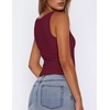 Zeagoo Women’s Double Lined Square Neck Tank Top Sleeveless Basic Crop Tops(Burgundy)