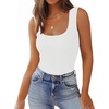 Zeagoo Women’s Double Lined Square Neck Tank Top Sleeveless Basic Crop Tops(B_white)