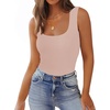 Zeagoo Women’s Double Lined Square Neck Tank Top Sleeveless Basic Crop Tops(Champagne)