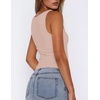 Zeagoo Women’s Double Lined Square Neck Tank Top Sleeveless Basic Crop Tops(Champagne)