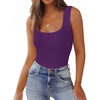 Zeagoo Women’s Double Lined Square Neck Tank Top Sleeveless Basic Crop Tops(Deep Purple)