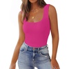Zeagoo Women’s Double Lined Square Neck Tank Top Sleeveless Basic Crop Tops(Hot Pink)