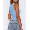 Zeagoo Women’s Double Lined Square Neck Tank Top Sleeveless Basic Crop Tops(Light Blue)