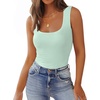 Zeagoo Women’s Double Lined Square Neck Tank Top Sleeveless Basic Crop Tops(Light Green)