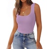 Zeagoo Women’s Double Lined Square Neck Tank Top Sleeveless Basic Crop Tops(Light Purple)