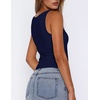Zeagoo Women’s Double Lined Square Neck Tank Top Sleeveless Basic Crop Tops(Navy Blue)