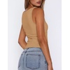 Zeagoo Women’s Double Lined Square Neck Tank Top Sleeveless Basic Crop Tops(Nude)