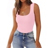 Zeagoo Women’s Double Lined Square Neck Tank Top Sleeveless Basic Crop Tops(Pink)