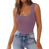 Zeagoo Women’s Double Lined Square Neck Tank Top Sleeveless Basic Crop Tops(Purple)
