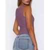 Zeagoo Women’s Double Lined Square Neck Tank Top Sleeveless Basic Crop Tops(Purple)