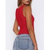 Zeagoo Women’s Double Lined Square Neck Tank Top Sleeveless Basic Crop Tops(Red)