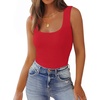 Zeagoo Women’s Double Lined Square Neck Tank Top Sleeveless Basic Crop Tops(Red)