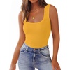 Zeagoo Women’s Double Lined Square Neck Tank Top Sleeveless Basic Crop Tops(Yellow)