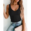 Zeagoo Womens Double Lined V Neck Tank Tops Summer Slim Fit Outfits(1-black)