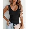 Zeagoo Womens Double Lined V Neck Tank Tops Summer Slim Fit Outfits(1-black)