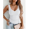 Zeagoo Womens Double Lined V Neck Tank Tops Summer Slim Fit Outfits(1-white)