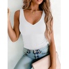 Zeagoo Womens Double Lined V Neck Tank Tops Summer Slim Fit Outfits(1-white)