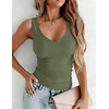 Zeagoo Womens Double Lined V Neck Tank Tops Summer Slim Fit Outfits(Army Green)