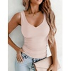 Zeagoo Womens Double Lined V Neck Tank Tops Summer Slim Fit Outfits(Champagne)