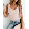 Zeagoo Womens Double Lined V Neck Tank Tops Summer Slim Fit Outfits(Champagne)