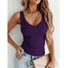 Zeagoo Womens Double Lined V Neck Tank Tops Summer Slim Fit Outfits(Dark Purple)