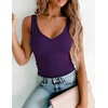Zeagoo Womens Double Lined V Neck Tank Tops Summer Slim Fit Outfits(Dark Purple)