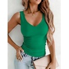Zeagoo Womens Double Lined V Neck Tank Tops Summer Slim Fit Outfits(Green)