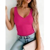 Zeagoo Womens Double Lined V Neck Tank Tops Summer Slim Fit Outfits(Hot Pink)