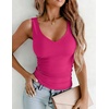 Zeagoo Womens Double Lined V Neck Tank Tops Summer Slim Fit Outfits(Hot Pink)