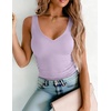 Zeagoo Womens Double Lined V Neck Tank Tops Summer Slim Fit Outfits(Light Purple)