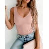Zeagoo Womens Double Lined V Neck Tank Tops Summer Slim Fit Outfits(Mauve Pink)