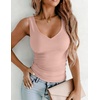 Zeagoo Womens Double Lined V Neck Tank Tops Summer Slim Fit Outfits(Mauve Pink)