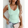 Zeagoo Womens Double Lined V Neck Tank Tops Summer Slim Fit Outfits(Mint Green)