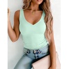 Zeagoo Womens Double Lined V Neck Tank Tops Summer Slim Fit Outfits(Mint Green)