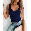 Zeagoo Womens Double Lined V Neck Tank Tops Summer Slim Fit Outfits(Navy Blue)