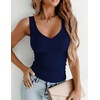 Zeagoo Womens Double Lined V Neck Tank Tops Summer Slim Fit Outfits(Navy Blue)