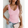 Zeagoo Womens Double Lined V Neck Tank Tops Summer Slim Fit Outfits(Pink)