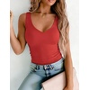 Zeagoo Womens Double Lined V Neck Tank Tops Summer Slim Fit Outfits(Red)