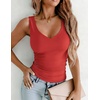 Zeagoo Womens Double Lined V Neck Tank Tops Summer Slim Fit Outfits(Red)