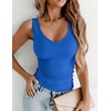 Zeagoo Womens Double Lined V Neck Tank Tops Summer Slim Fit Outfits(Royal Blue)