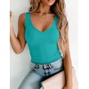 Zeagoo Womens Double Lined V Neck Tank Tops Summer Slim Fit Outfits(Turquoise)