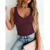 Zeagoo Womens Double Lined V Neck Tank Tops Summer Slim Fit Outfits(Wine Red)