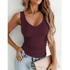 Zeagoo Womens Double Lined V Neck Tank Tops Summer Slim Fit Outfits(Wine Red)