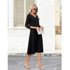 Zeagoo Women’s Dresses 3/4 Sleeve Casual V-Neck A Line Eyelet Midi Dress(01-black)