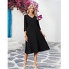 Zeagoo Women’s Dresses 3/4 Sleeve Casual V-Neck A Line Eyelet Midi Dress(01-black)