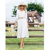 Zeagoo Women’s Dresses 3/4 Sleeve Casual V-Neck A Line Eyelet Midi Dress(03-white)