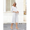 Zeagoo Women’s Dresses 3/4 Sleeve Casual V-Neck A Line Eyelet Midi Dress(03-white)